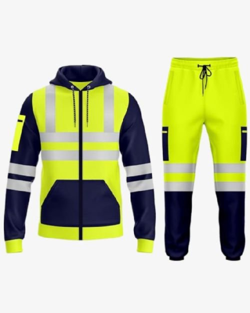 Hi Viz High Zipper Visibility Safety Work Wear Tracksuit