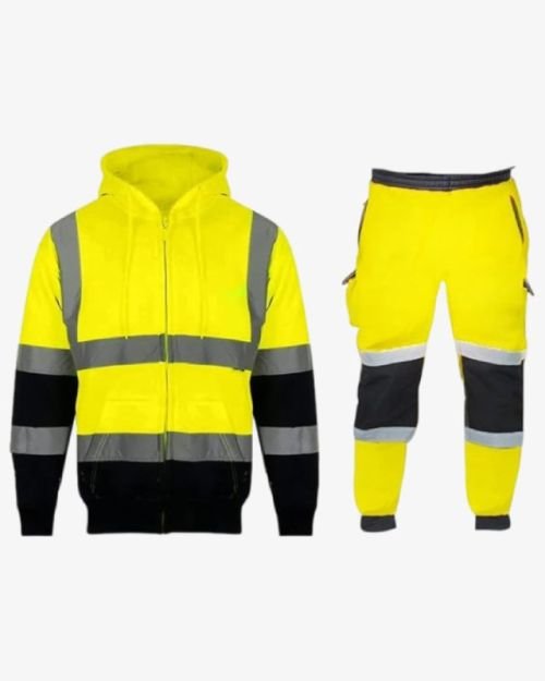 Hi Vis High Visibility Zip Hoodie Tracksuit