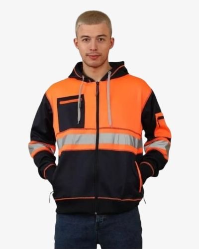 Hi Vis Zip-Up Safety Workwear Hoodie