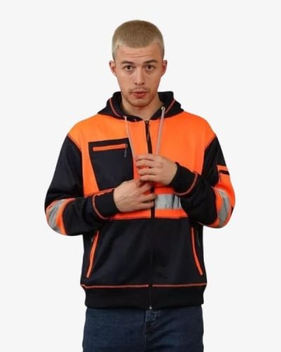 Hi Vis Zip-Up Safety Workwear Hoodie