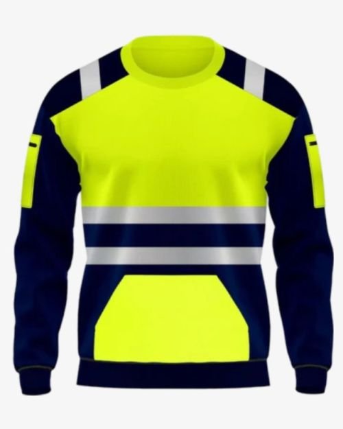 Hi Viz Crew Neck Jumper Fleece Safety Sweatshirt – Green