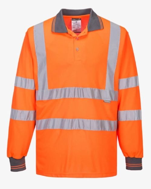 Hi Viz Long Sleeve Polo Men’s Shirts – Orange