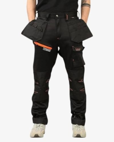 Hi Vis Waterproof Softshell Cargo Trousers – Black