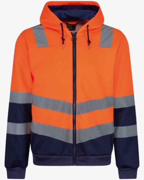 Regatta Hi-vis Zip Safety Hoodie Orange/navy