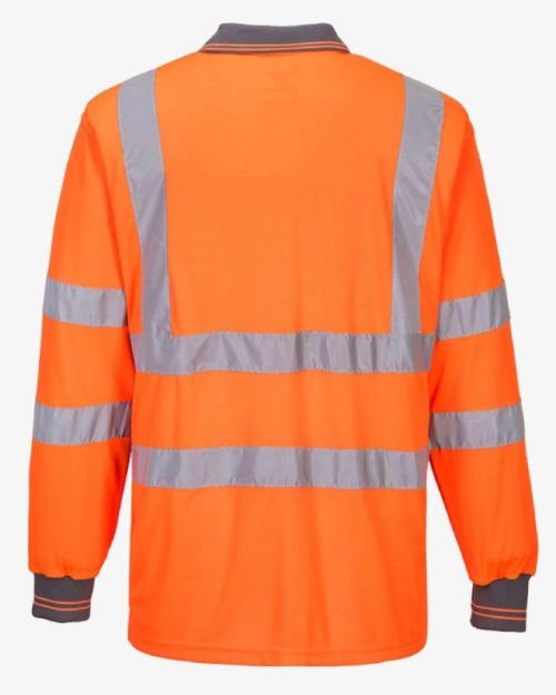 Hi Viz Long Sleeve Polo Men’s Shirts – Orange